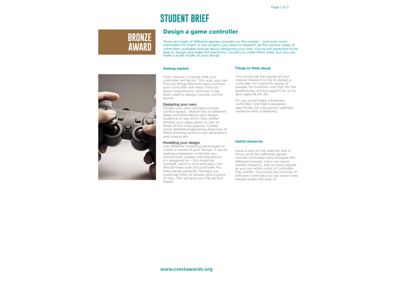 CREST Bronze Design a game controller | CREST Awards