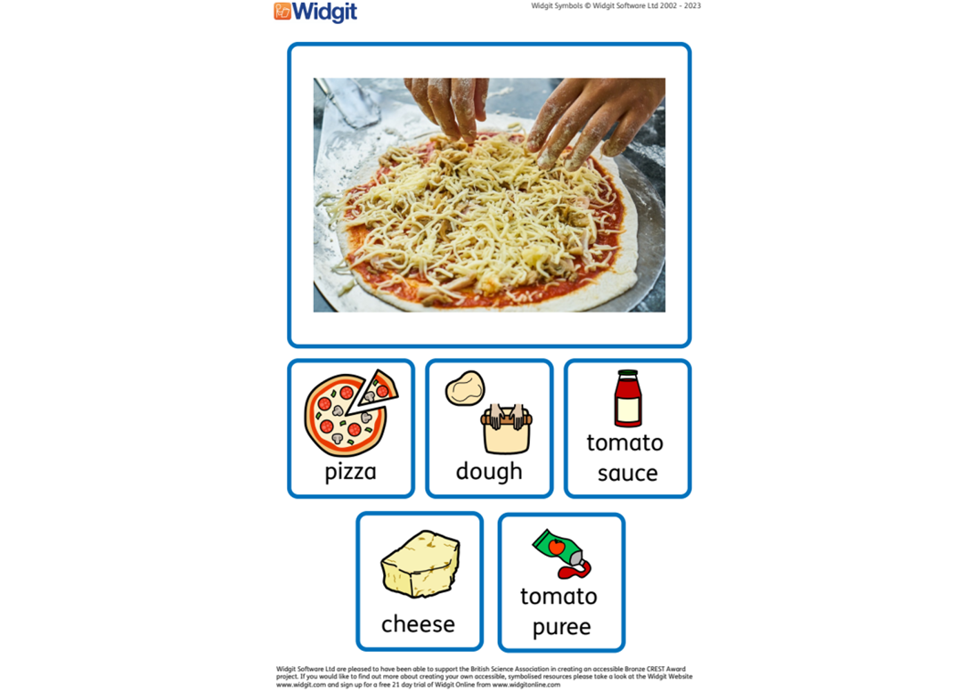 CREST Bronze SEND Design and make a pizza box - Widgit resource pack ...