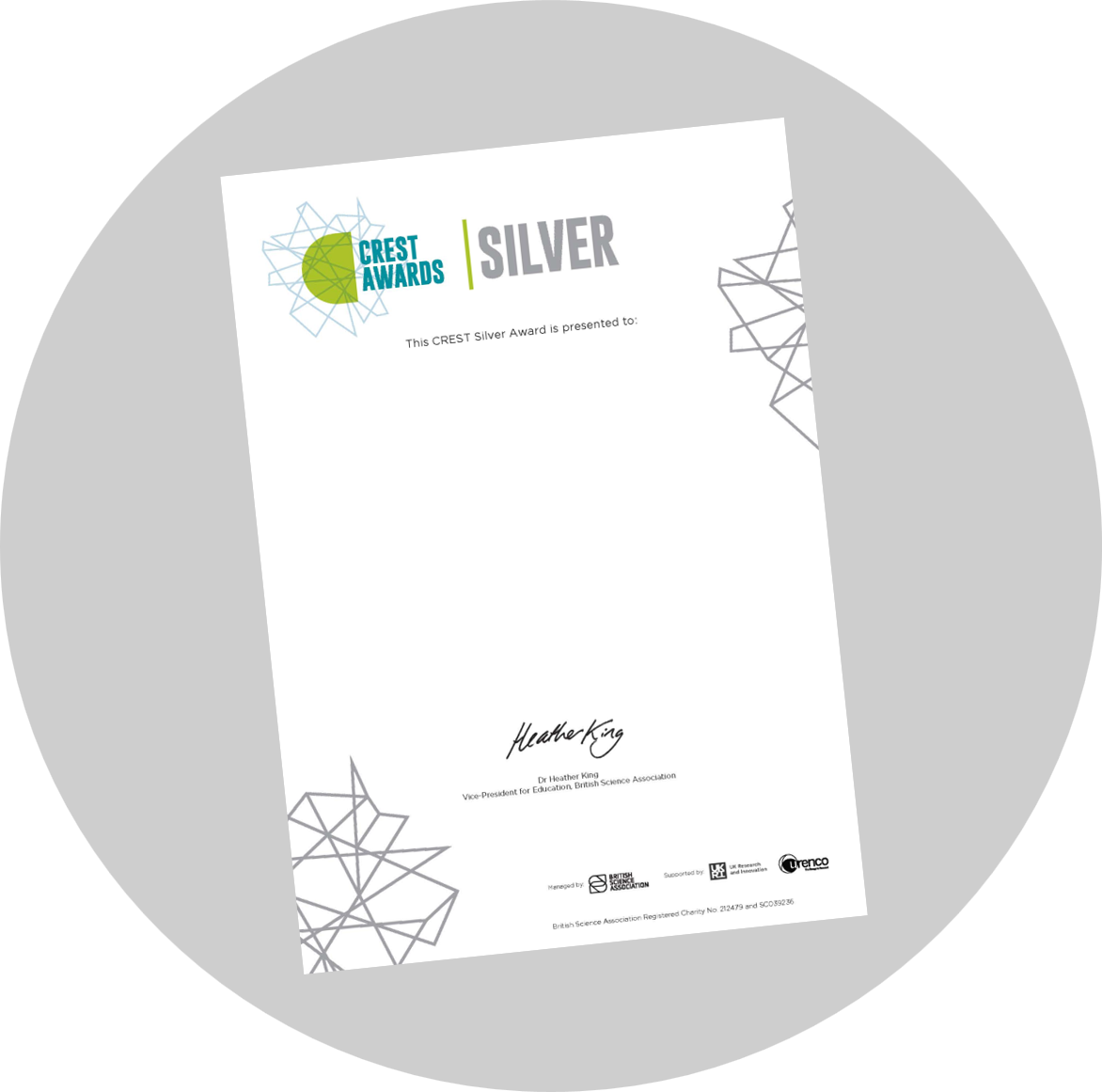 Silver CREST Awards Certificate Sign Up Widget