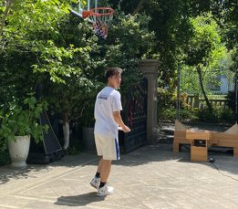 Donnie using frisbee machine